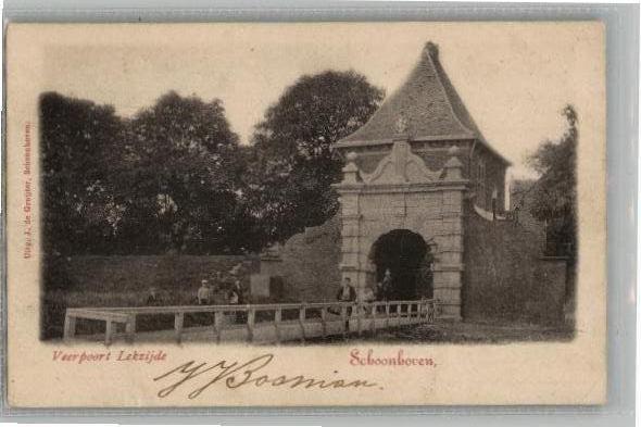 Schoonhoven Veerpoort Lekzijde  st 1900 uitg j. de Gruijter, Verzamelen, Ophalen of Verzenden, Voor 1920, Gelopen, Zuid-Holland