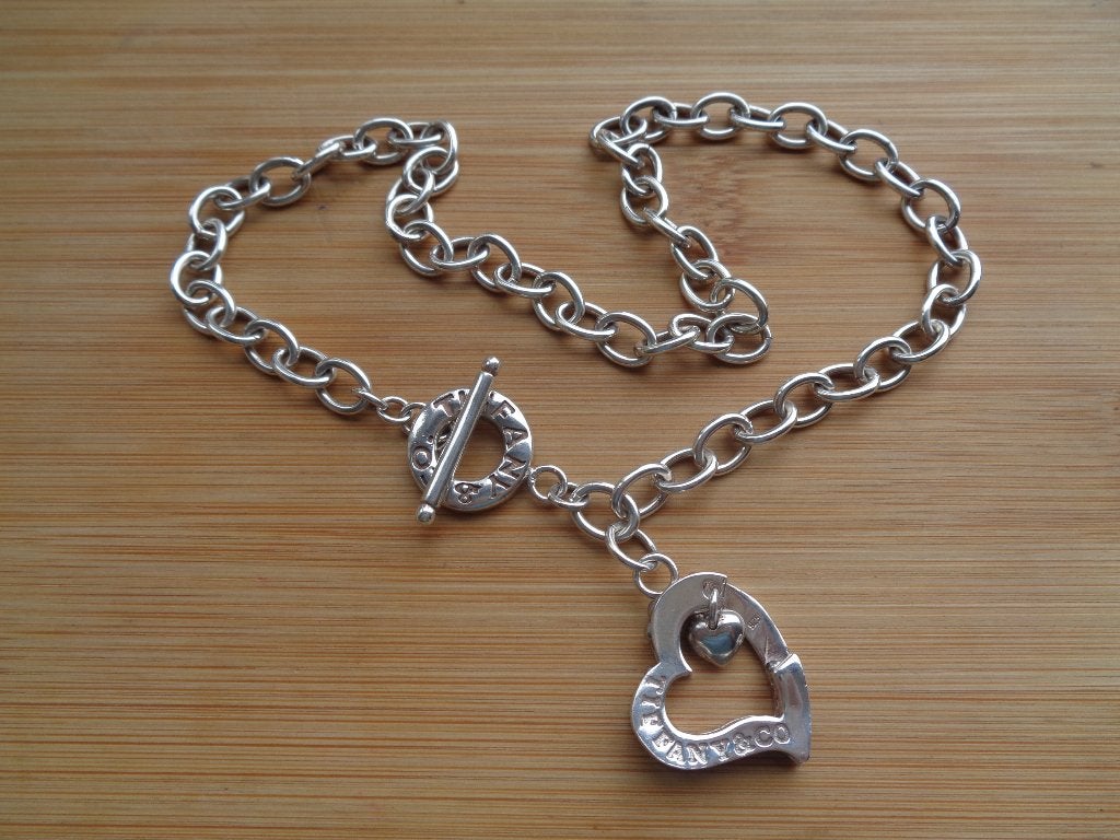 zilveren ketting met groot hart hanger [311], Verzenden, Zo goed als nieuw, Zilver, Overige materialen