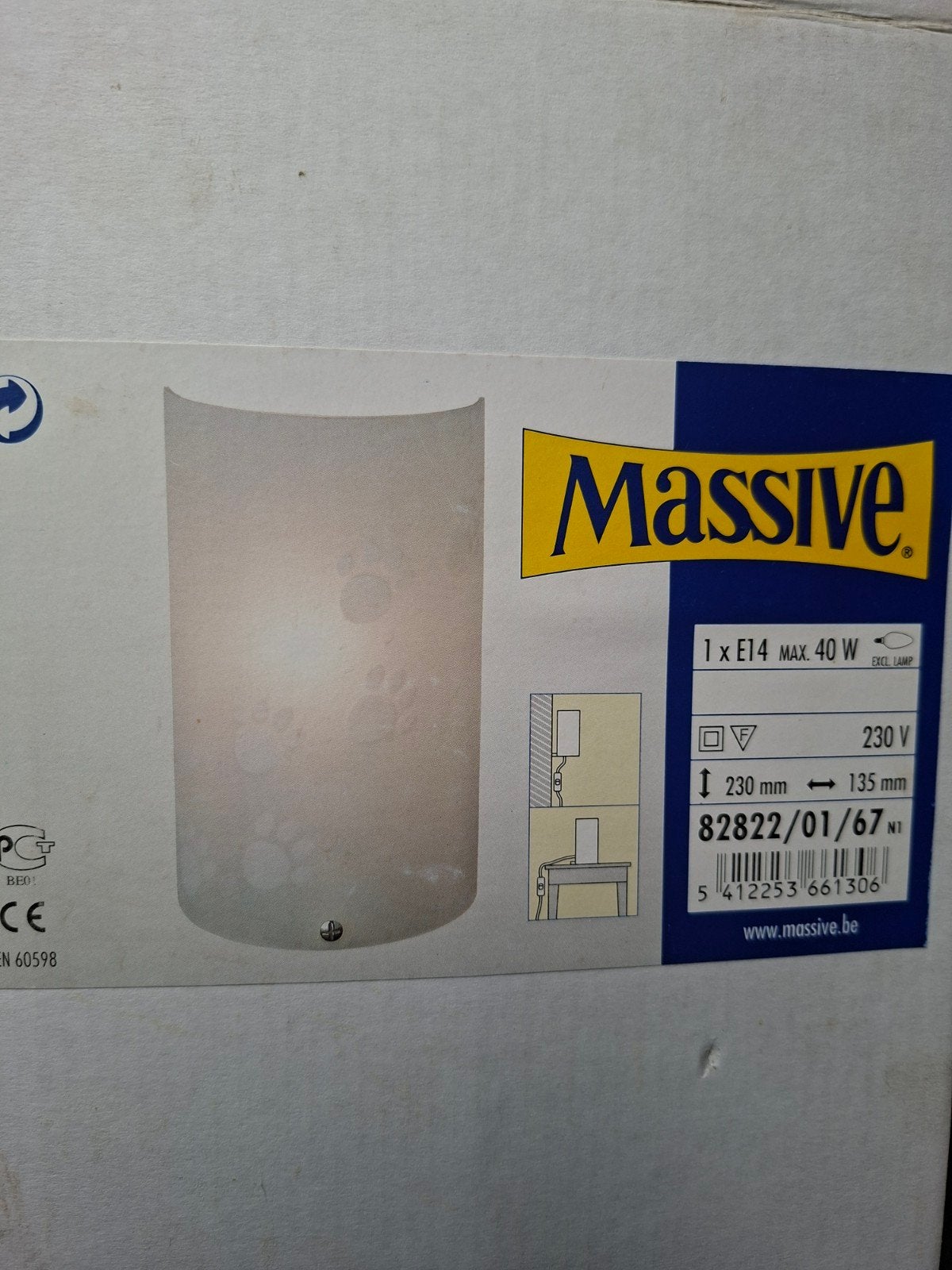 Massive Wandlamp., Verzenden, E14 (klein), Met schakelaar, Overige merken