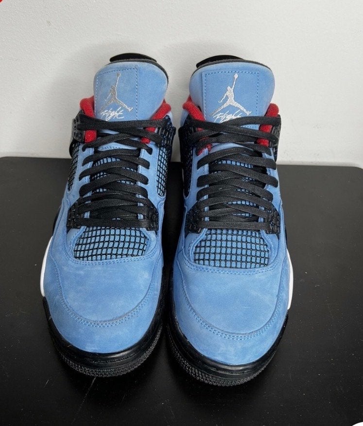 Nike Air Jordan 4 Travis Scott Cactus Jack Blauw, Blauw, Ophalen of Verzenden, Sneakers of Gympen, Zo goed als nieuw