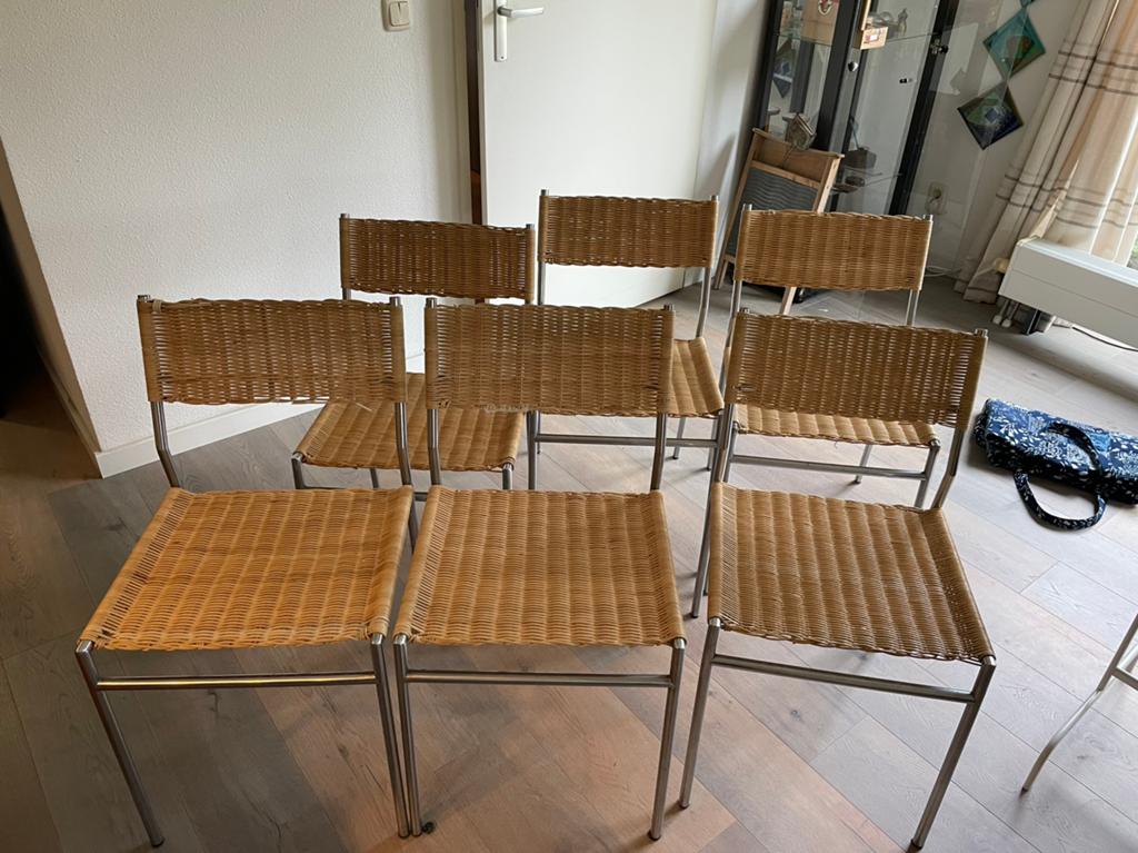 t’ Spectrum vintage designstoelen, set van 6, Huis en Inrichting, Stoelen, Ophalen, Gebruikt, Overige kleuren, Metaal