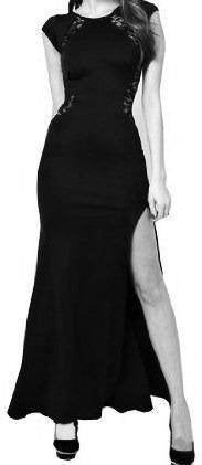 Celebrity maxi dress Etrendy met fishtail rok en kant insert, Etrendy, Zwart, Nieuw, Ophalen of Verzenden