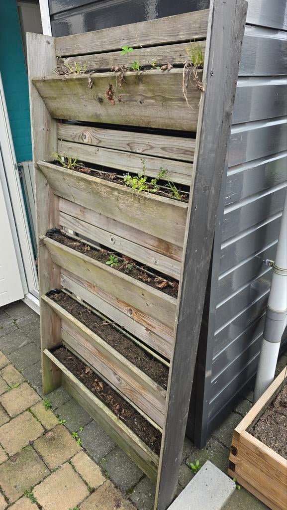 Houten verticale plantenbak voor tuin of balkon, Tuin en Terras, Bloembakken en Plantenbakken, Ophalen, Gebruikt, Balkon, 60 cm of meer