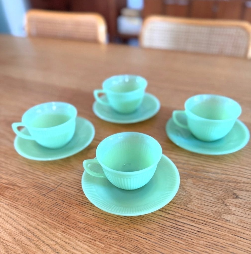 Fireking groene vintage kopjes en schoteltjes, stukprijs, Ophalen of Verzenden