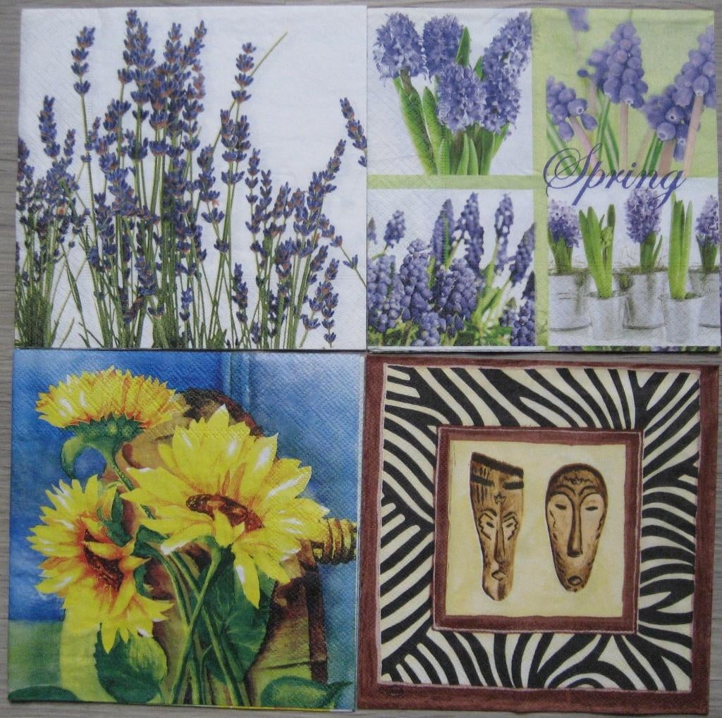 4 decoupage servetten., Hobby en Vrije tijd, Knutselen, Ophalen of Verzenden, Nieuw