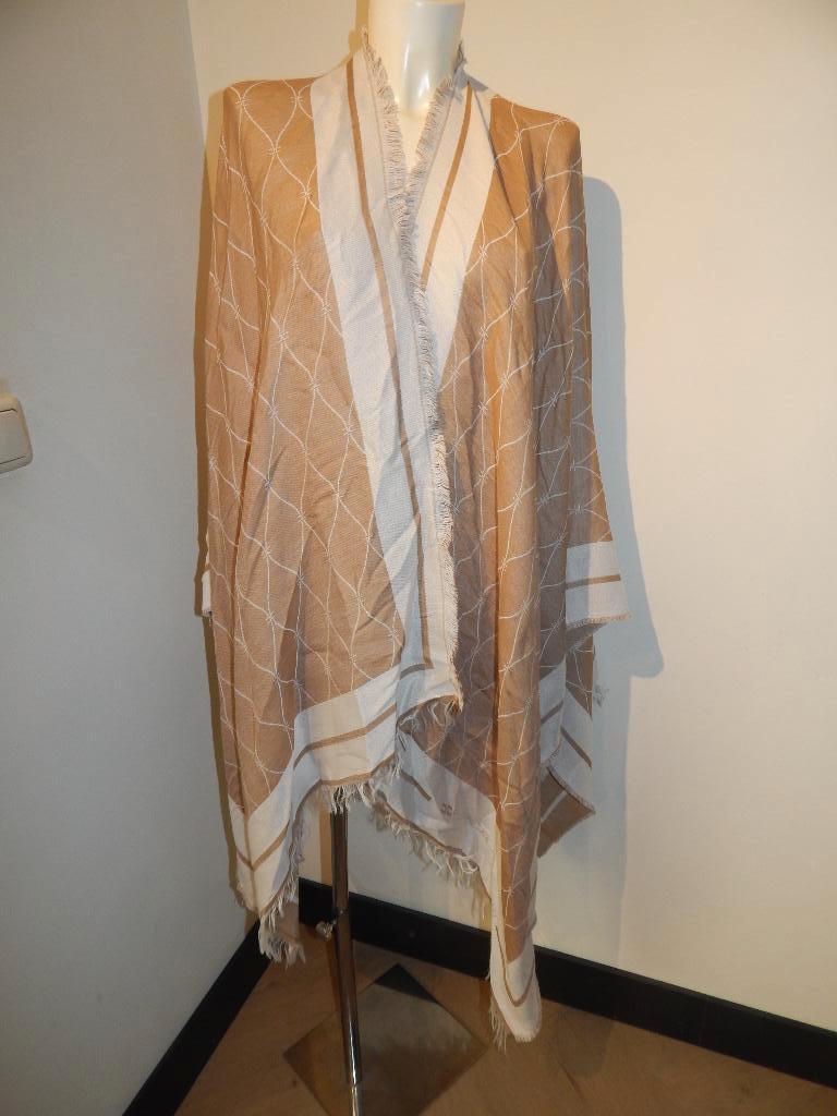 Elisabetta Franchi cape poncho mooie print beige wit one siz