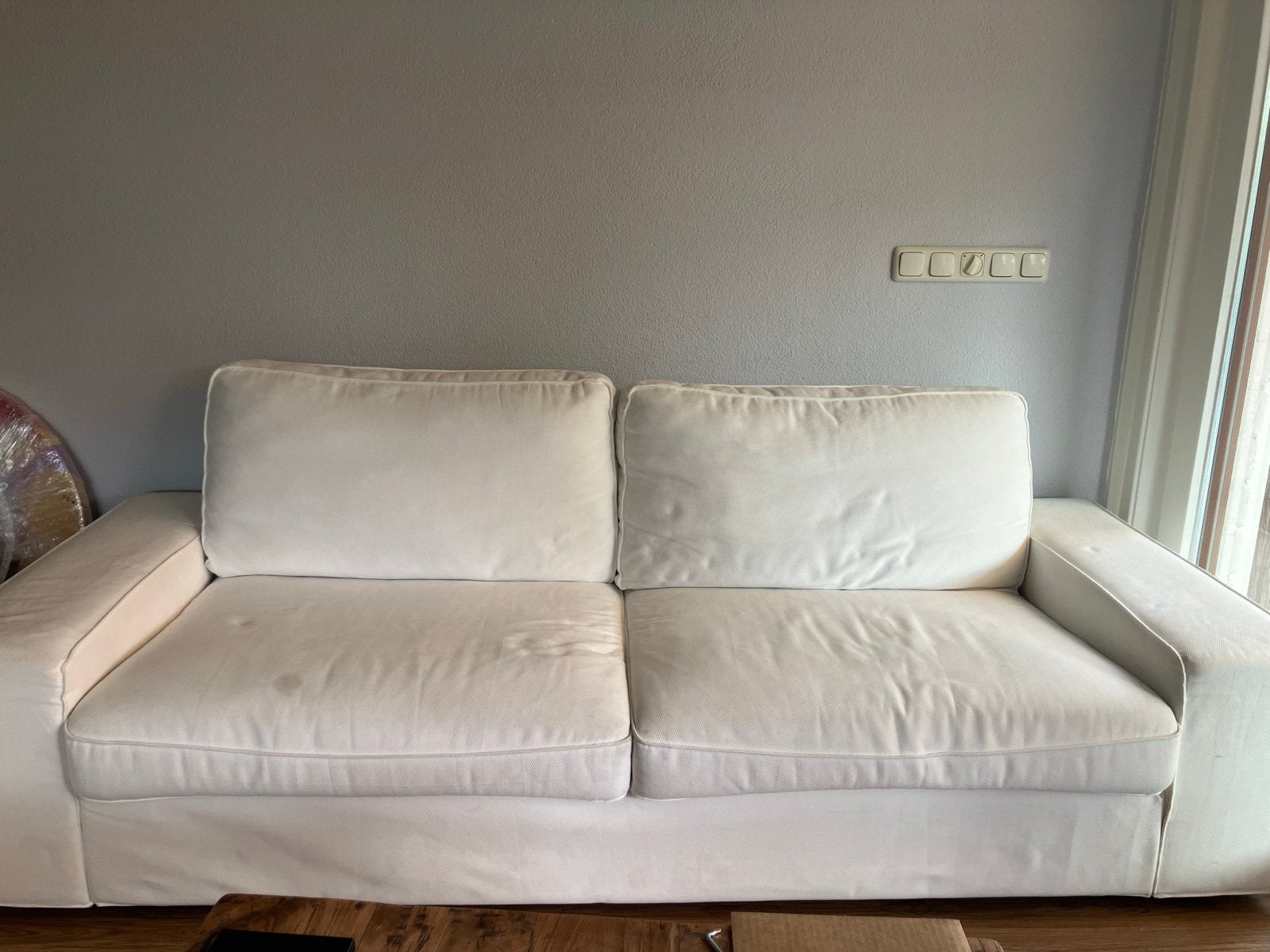 Witte tweepersoonsbank Ikea Kivik series, Ophalen, Gebruikt, Driepersoons, 75 tot 100 cm