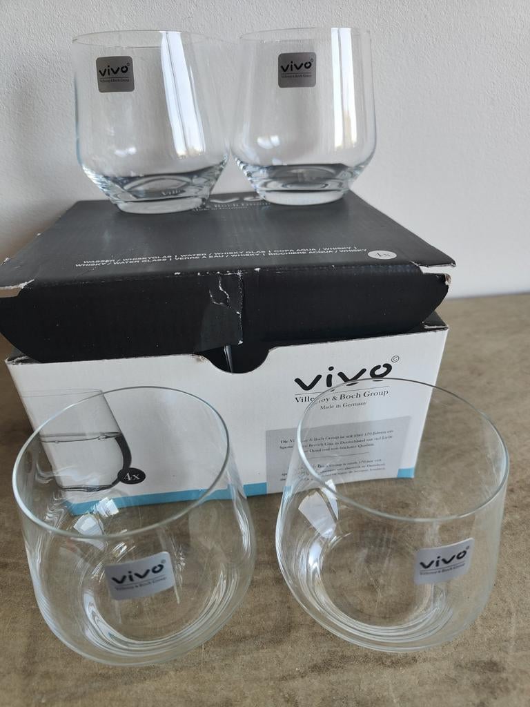 4 vivo Villeroy & Boch water / whiskey glazen nieuw, Ophalen of Verzenden, Nieuw, Overige typen