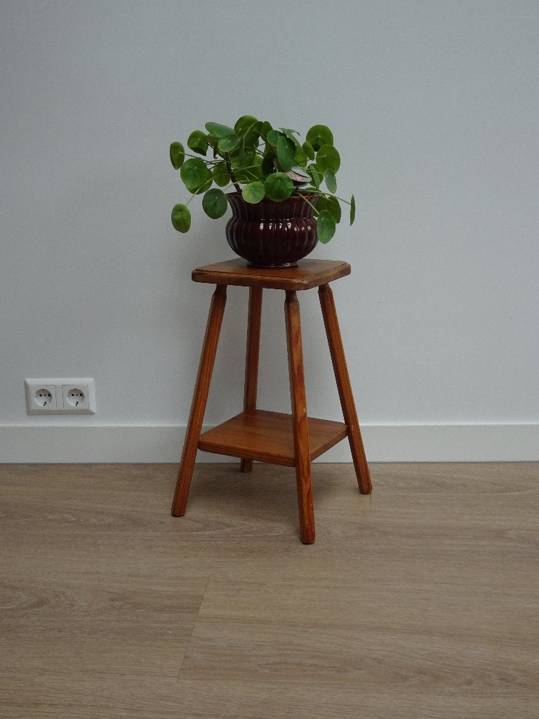 Houten plantentafel / plantenstandaard, Huis en Inrichting, Tafels | Bijzettafels, Minder dan 55 cm, Gebruikt, Rechthoekig, Hout