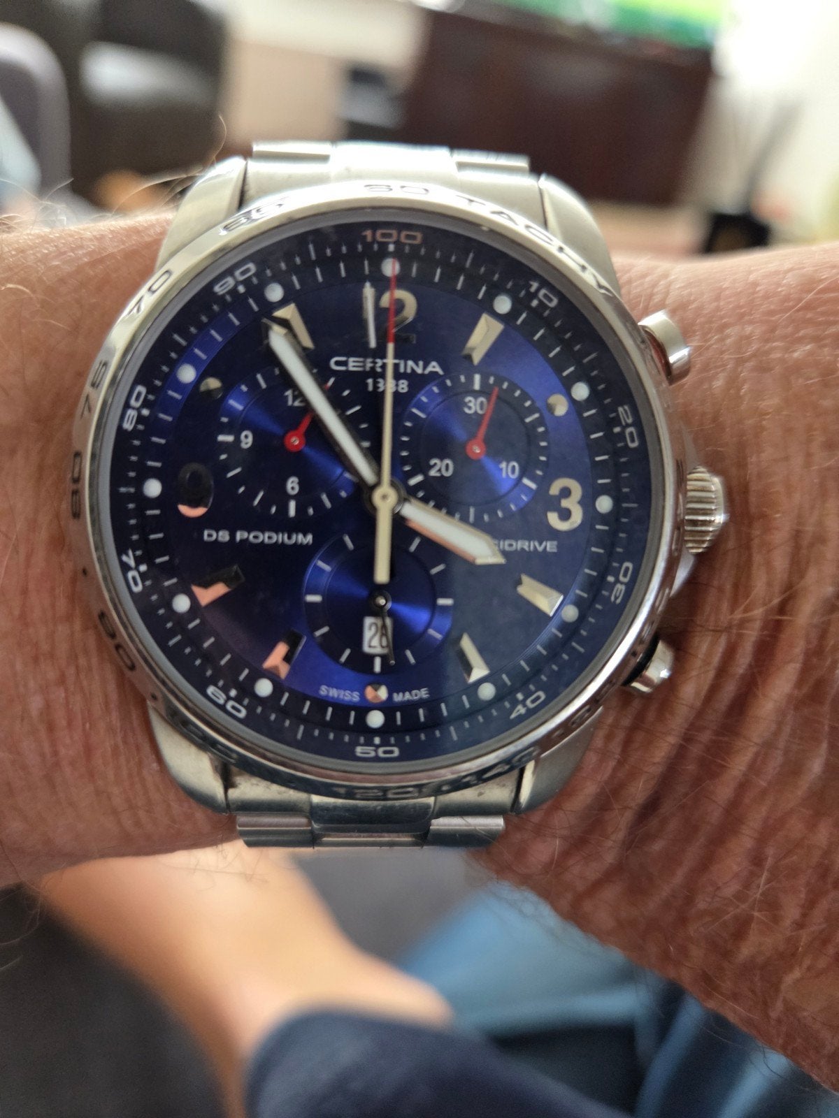 Certina DS Podium Chronograaf Herenhorloge, Staal, Staal, Polshorloge, Zo goed als nieuw