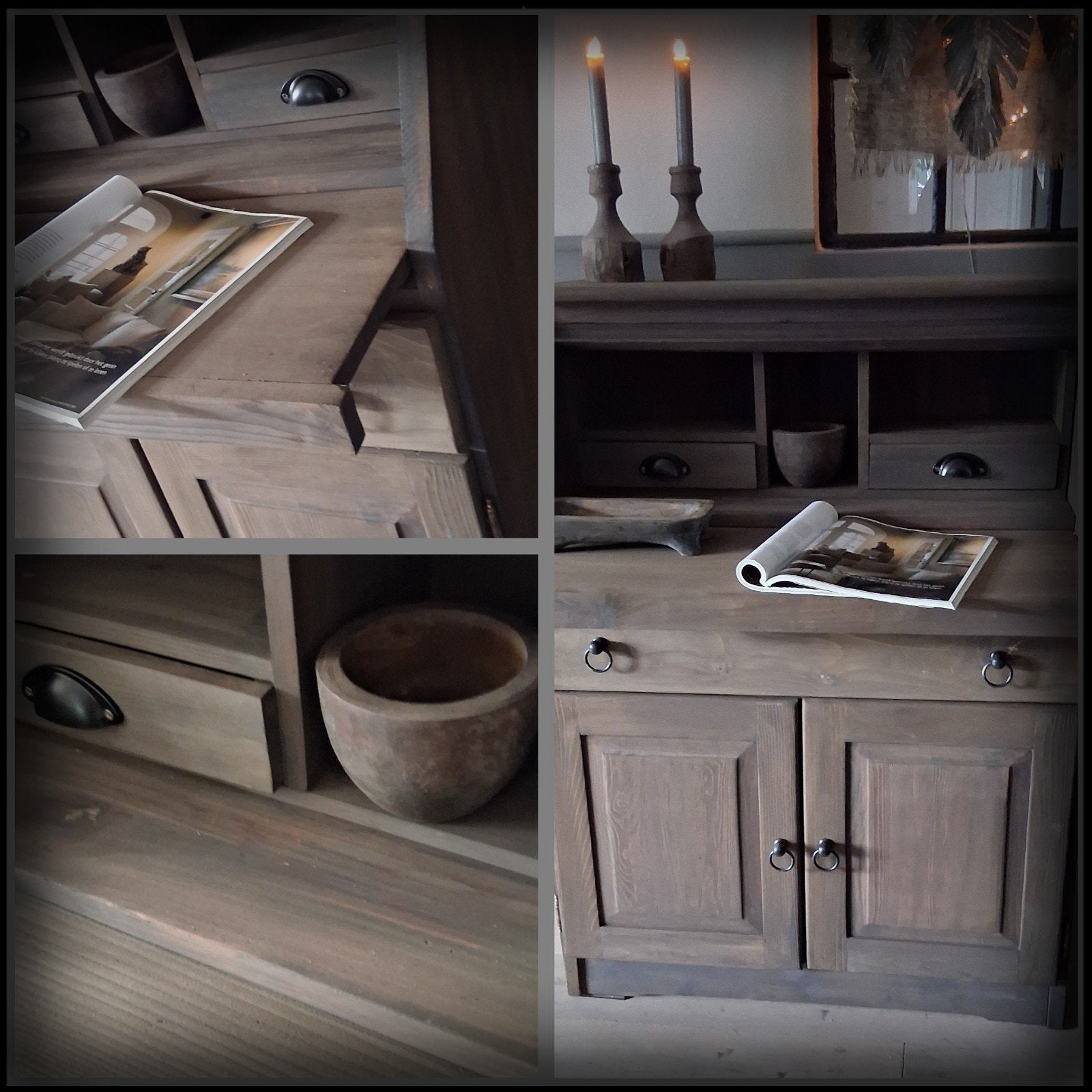 Stoer ,Sober ,secretaire in driftwood, Ophalen, 25 tot 50 cm, Grenenhout, 50 tot 100 cm