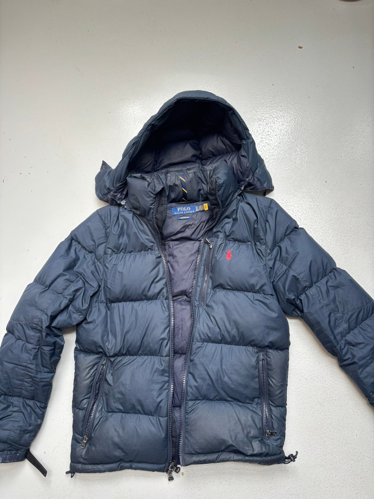Polo Ralph Lauren Gorham donsjas in navy XS, Ralph Lauren Polo, Blauw, Ophalen of Verzenden, Zo goed als nieuw