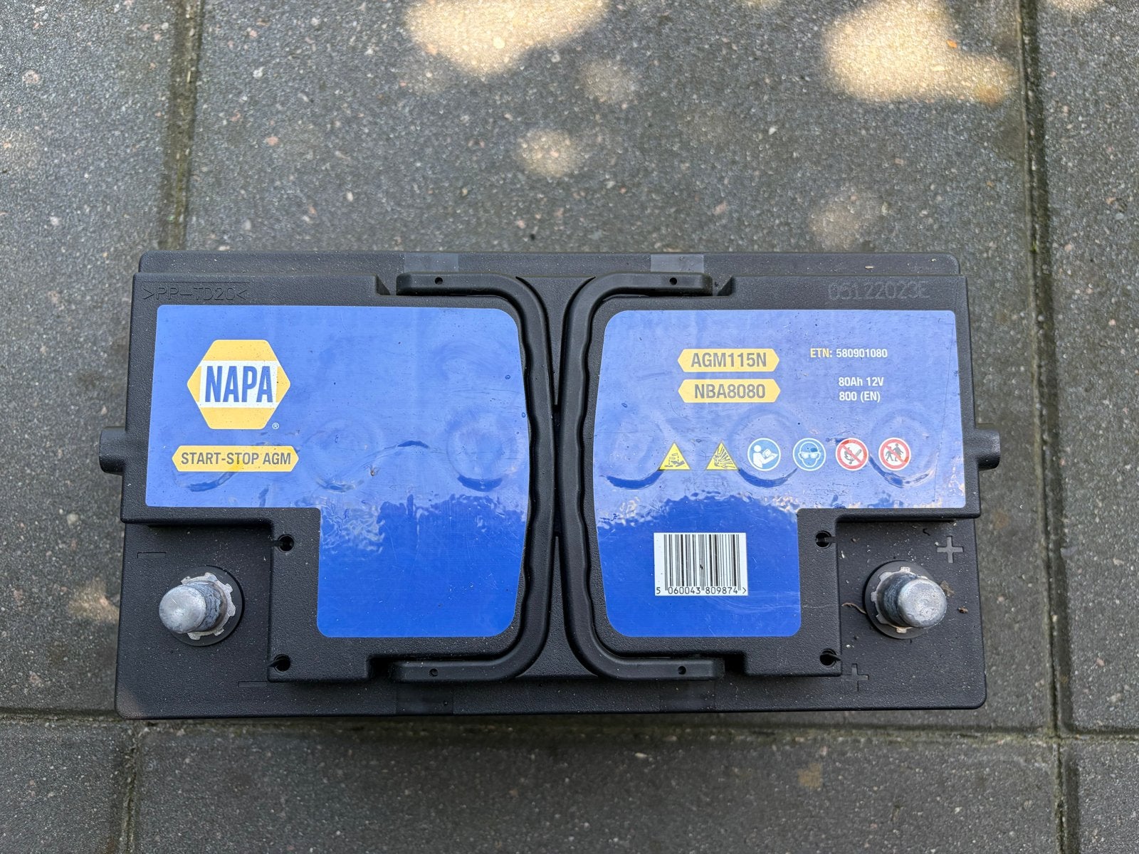 NAPA Start-Stop AGM Accu 12V 60Ah 600A (AGM115N NBA8080), Ophalen of Verzenden, Gebruikt, Universele onderdelen
