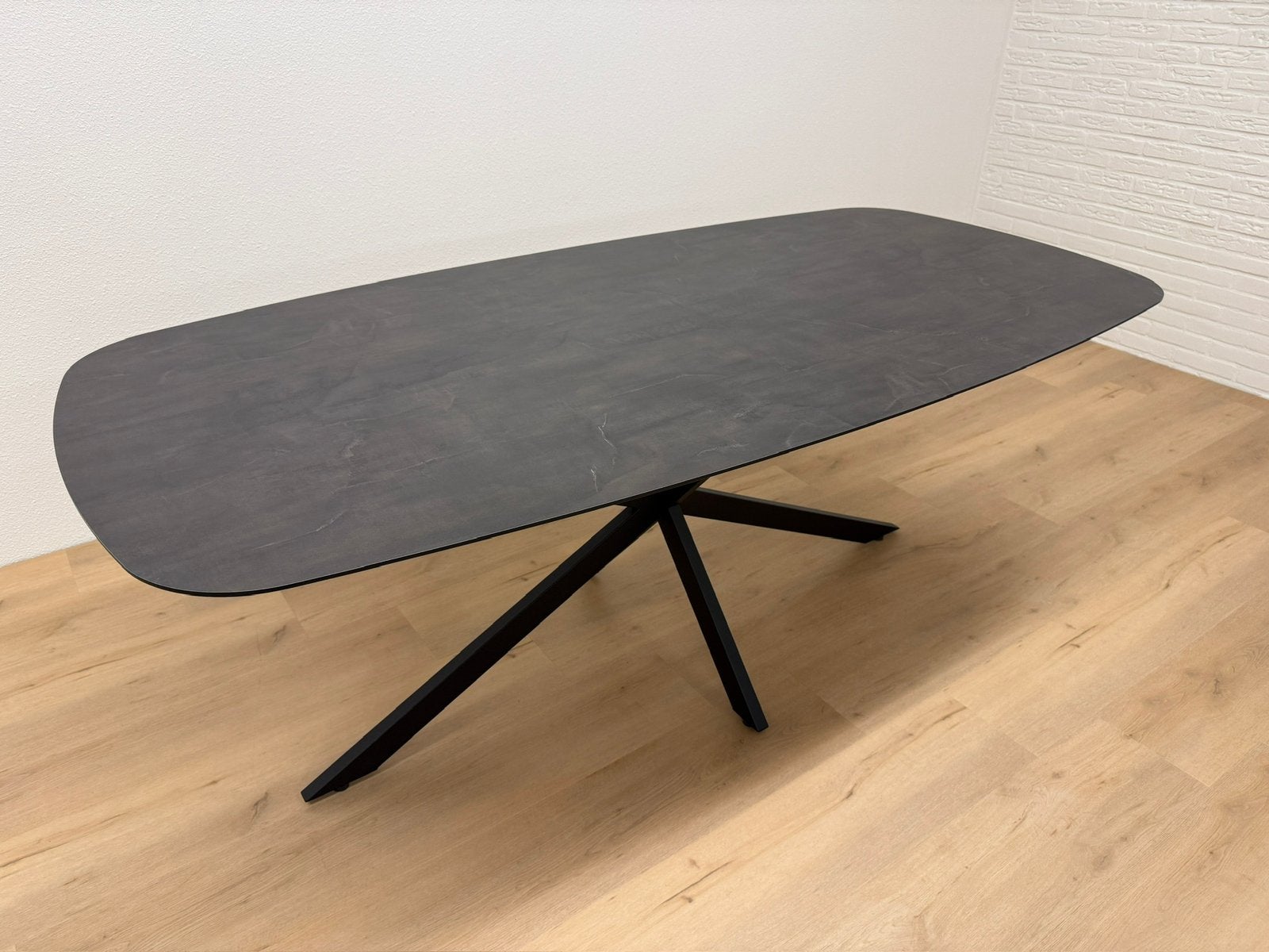 Deens ovale eettafel 210x100 - Marmer HPL - Direct Leverbaar, Huis en Inrichting, 100 tot 150 cm, 200 cm of meer, Ophalen of Verzenden