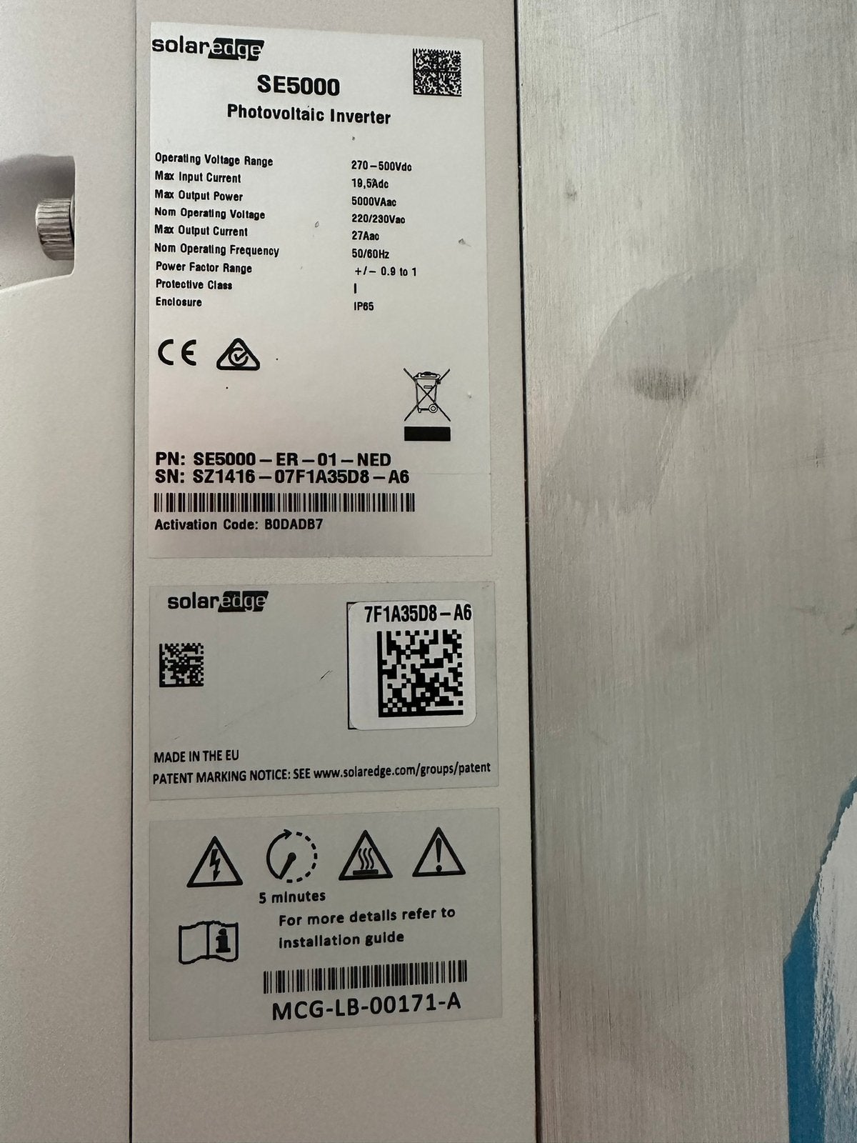 SolarEdge SE5000 omvormer (5000Wp), Gebruikt, Minder dan 85 cm, Minder dan 60 cm, Ophalen of Verzenden