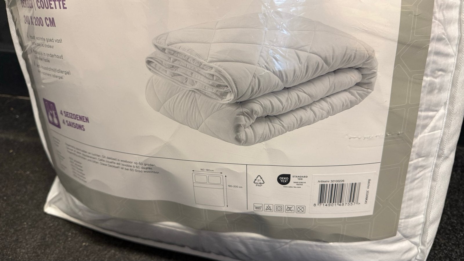 Sedna Synthetisch Dekbed 240x200 cm - 4 Seizoenen, Ophalen, Overige merken, Jongetje of Meisje, Wit