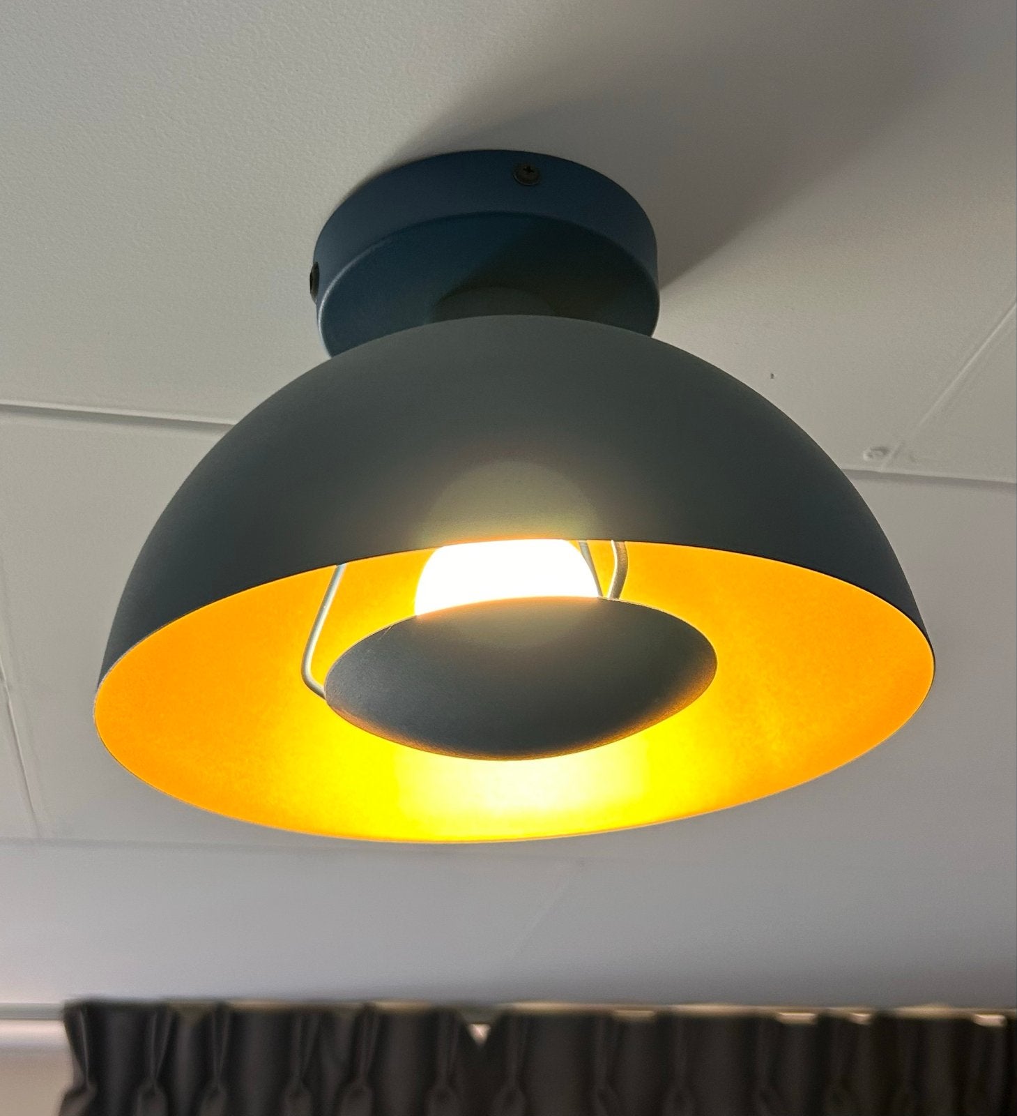 Moderne plafondlamp - Blauw met goud, Ophalen, Zo goed als nieuw