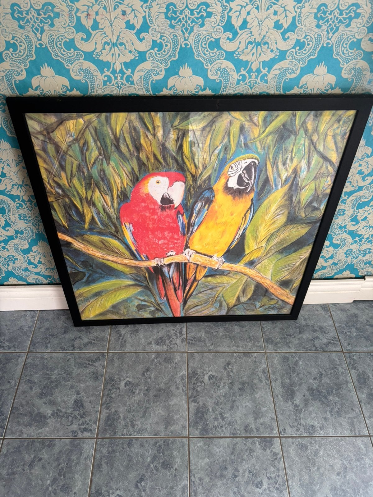 Schilderij met papegaai nu voor 40 euro, Ophalen of Verzenden, Dieren