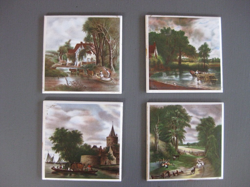 Tegeltjes 4 stuks  11 x 11 cm., Ophalen