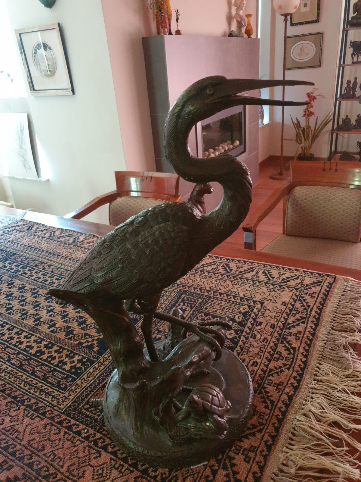 Prachtige bronzen reiger, ook te gebruiken als fontein, Ophalen