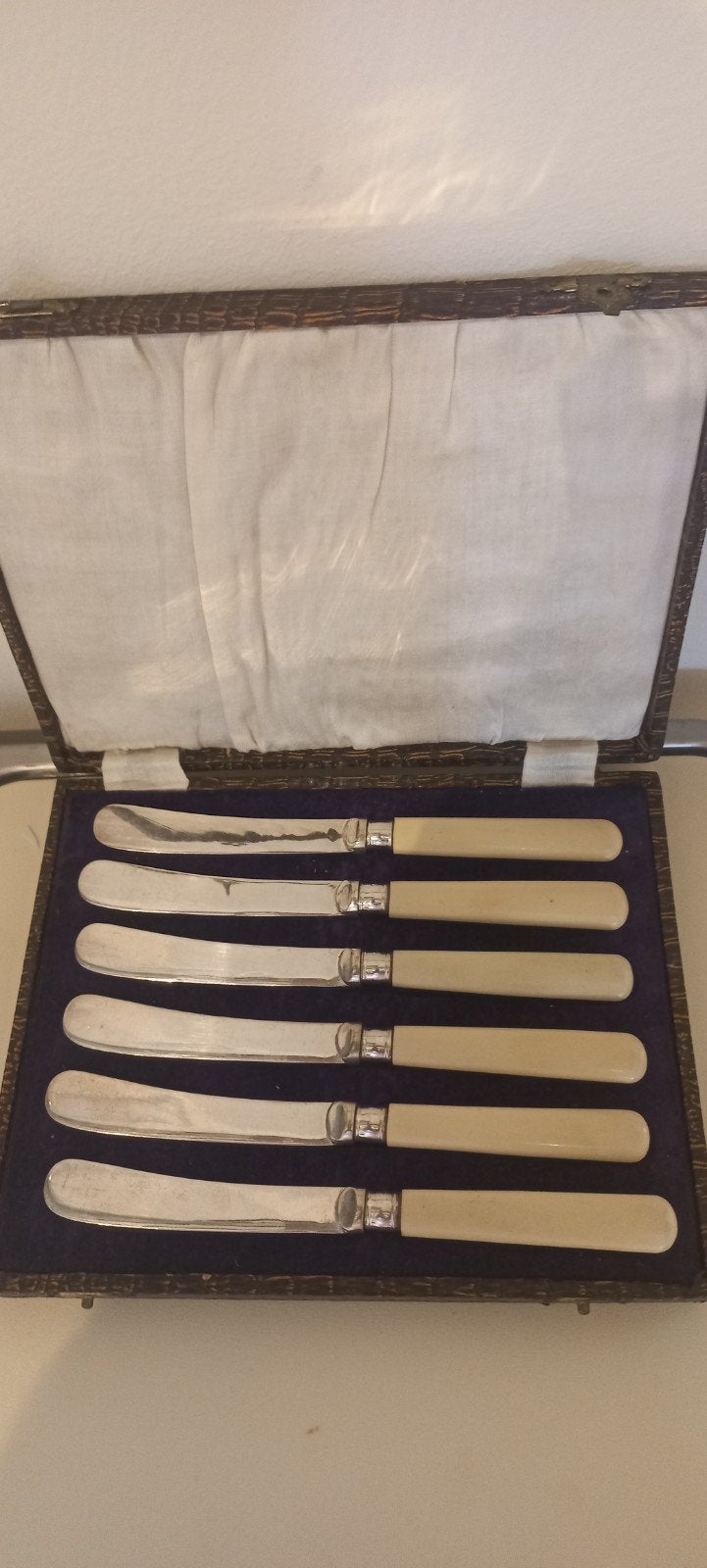 Botermesjes Verzilverd in originele doos, Antiek en Kunst, Ophalen of Verzenden