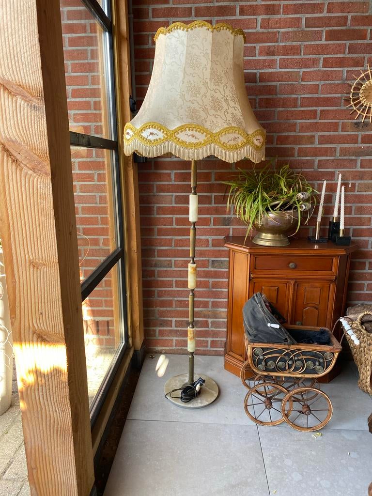 Vloerlamp met stoffen kap vintage, Ophalen, Gebruikt, Metaal, 150 tot 200 cm
