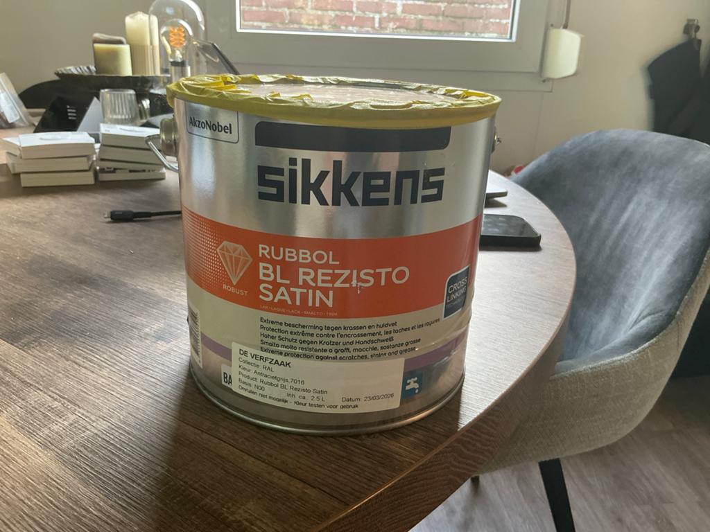 Sikkens Rubbol BL Rezisto Satin - Antracietgrijs 7016, Ophalen of Verzenden, Zo goed als nieuw, Lak, Grijs
