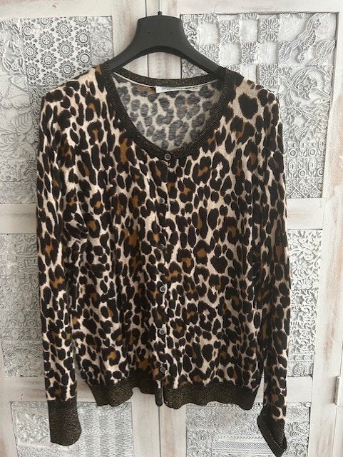 ZGAN ! Vestje Summum panterprint met gouden lurex band XL, Kleding | Dames, Summum, Beige, Maat 46/48 (XL) of groter, Ophalen of Verzenden