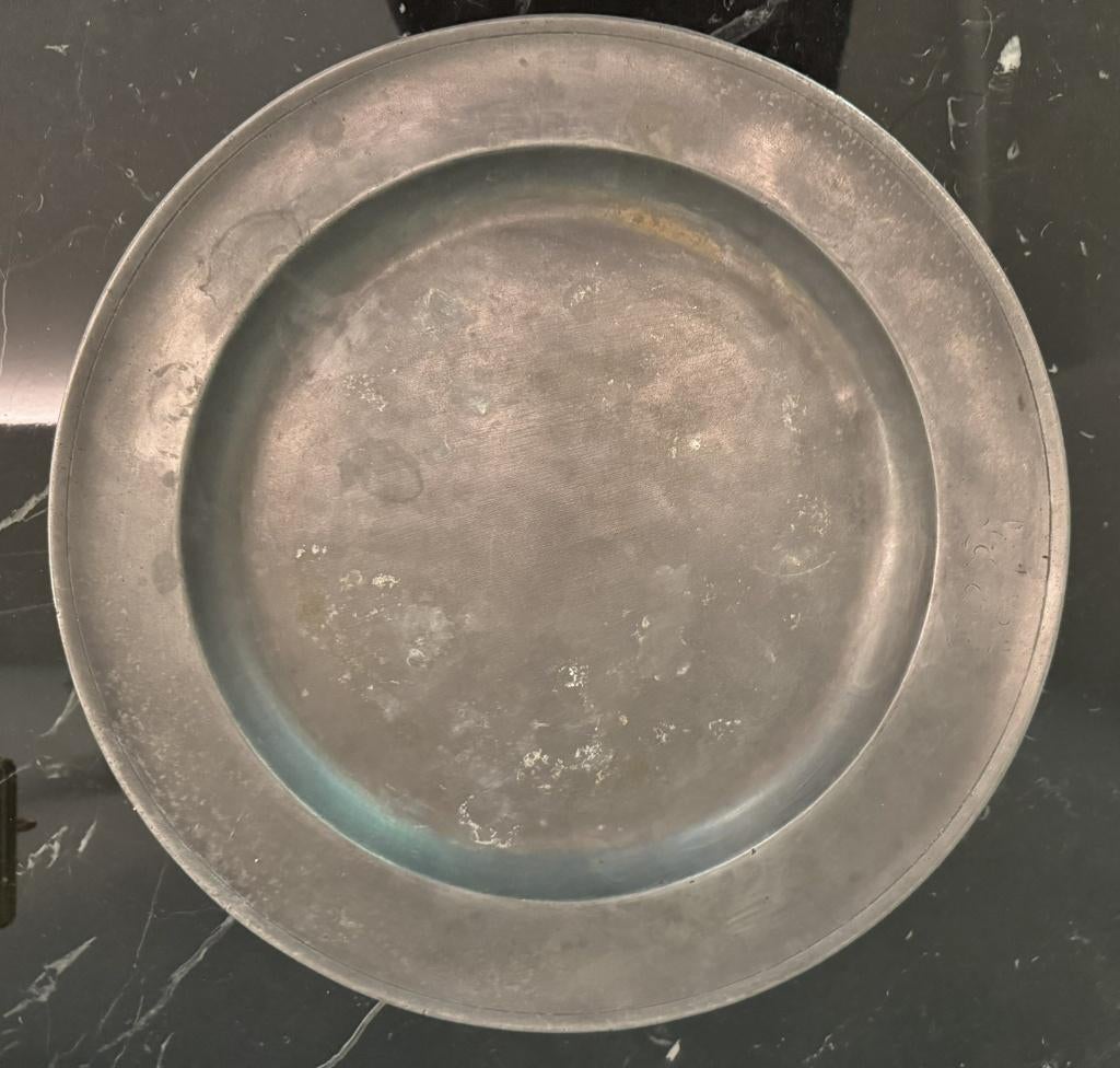 Antieke Franse tinnen boord – 34 cm – 18e/19e eeuw, Ophalen of Verzenden