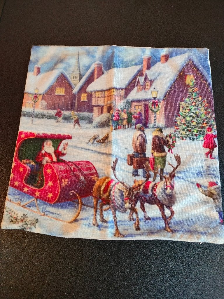 4 x Kussenovertrek Linnen Kerstmis Kerst Kussen Stoel 45 x45, Ophalen of Verzenden, Zo goed als nieuw