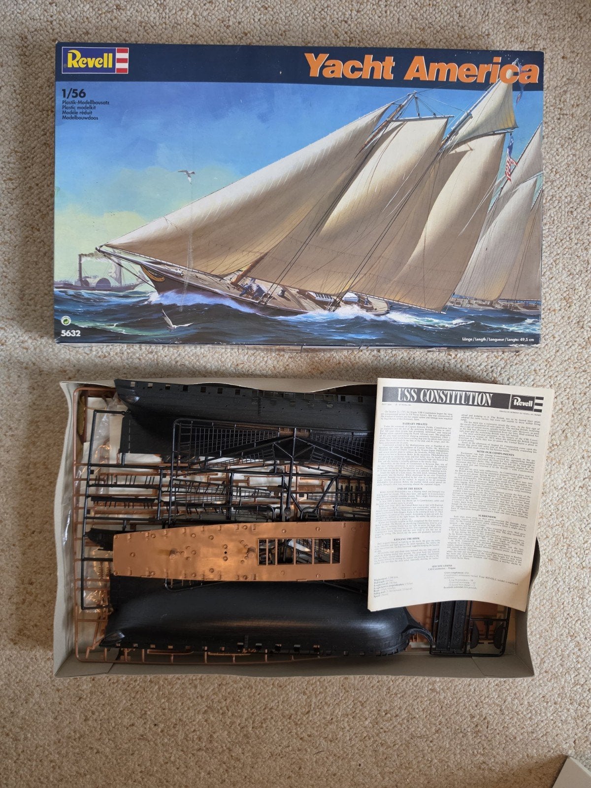 Vintage Revell 1/56 Yacht America boot schip model kit 5632, Ophalen of Verzenden, Gebruikt, 1:50 tot 1:200, Revell