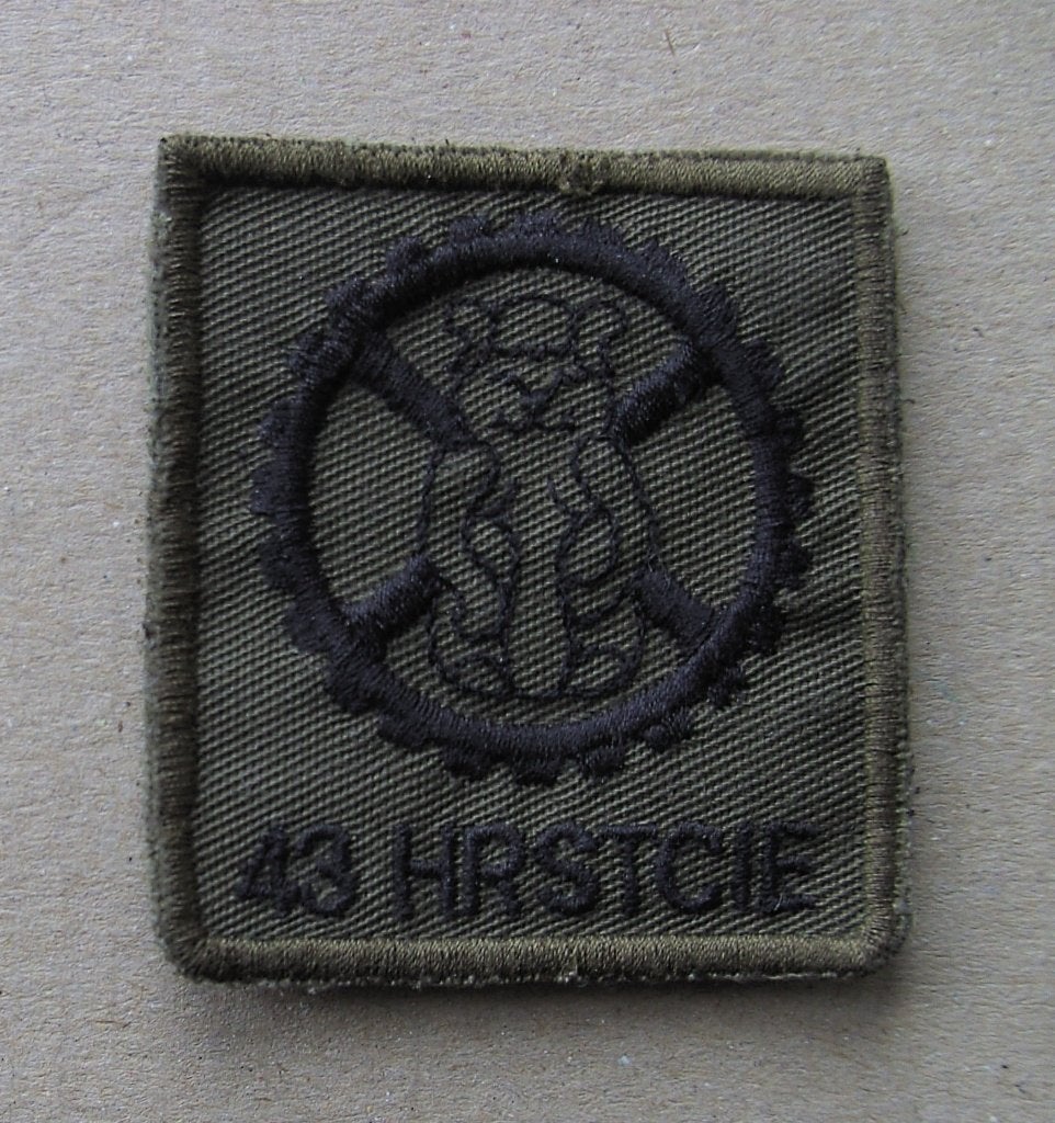 5x5 embleem - 43 Herstel Cie., Ophalen of Verzenden, Landmacht, Nederland, Embleem of Badge