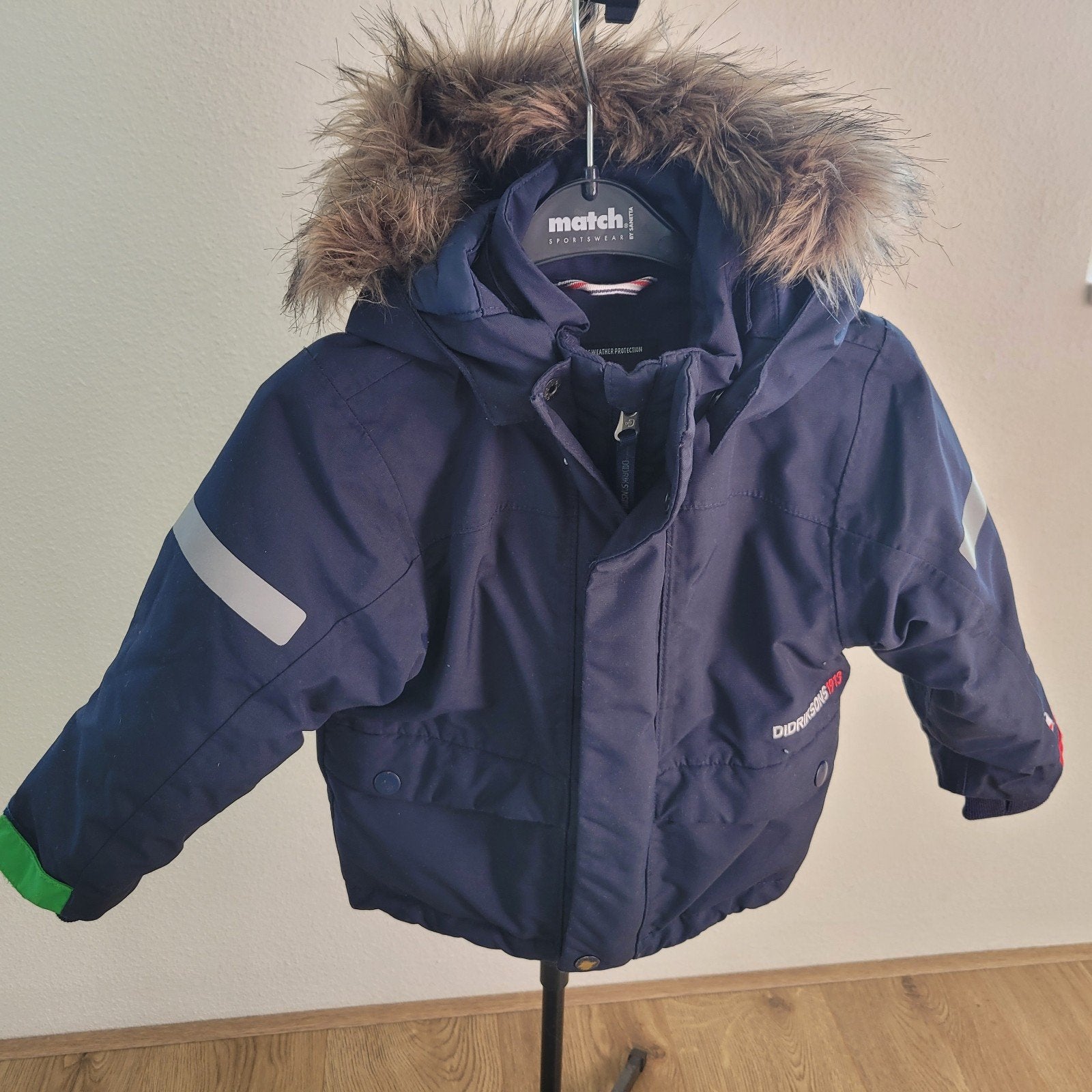 Didriksons winterjas donkerblauw, maat 80 (tot 92), Gebruikt, Jongetje of Meisje, Ophalen of Verzenden, Jasje