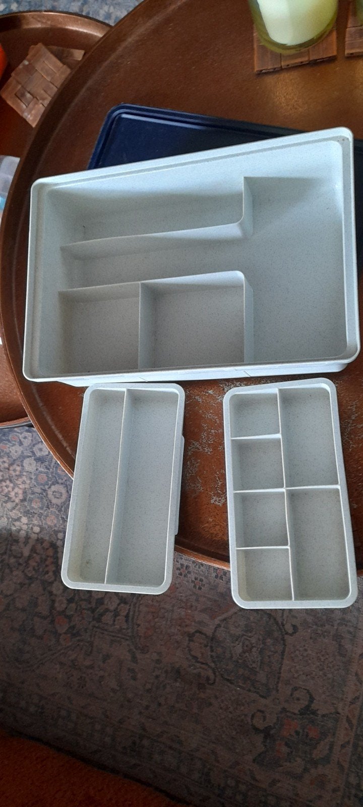 Tupperware Bewaardoos met Compartimenten - Blauw/Wit, Ophalen, Gebruikt, Overige typen