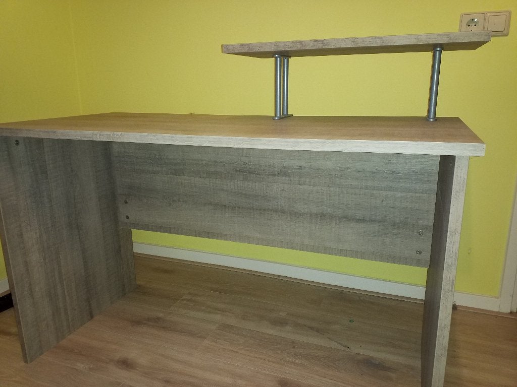 Kajuitbed met bedombouw, Bureau met opzet en rolcontainer, Ophalen, Type PEP Authenthiek Eiken, 90 cm, Eenpersoons