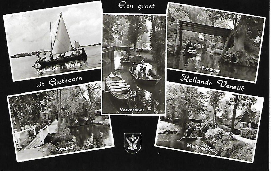 Giethoorn- -5-luik., Verzenden, 1940 tot 1960, Gelopen, Overijssel