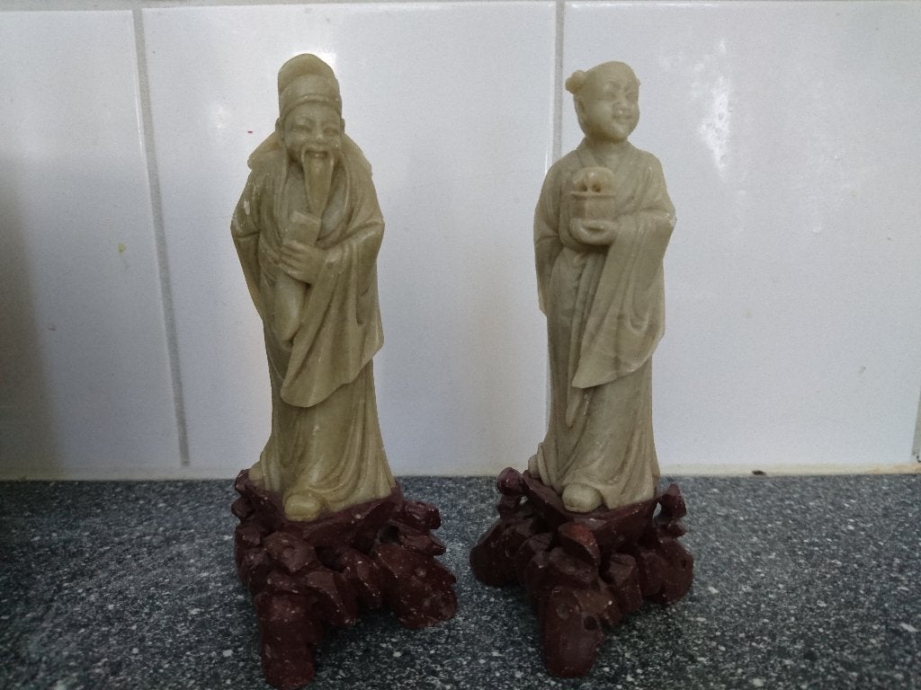 2 Antieke Beeldjes van jade, Verzenden, Gebruikt, Mens