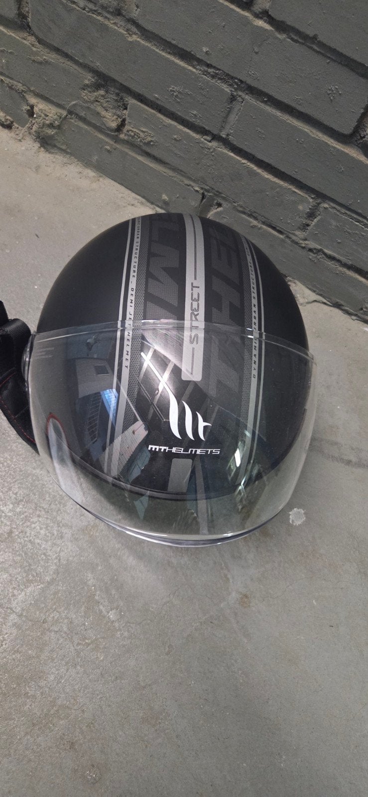 MT Helmets Jethelm - Zwart met strepen S, Dames, Jethelm, Nieuw zonder kaartje, S