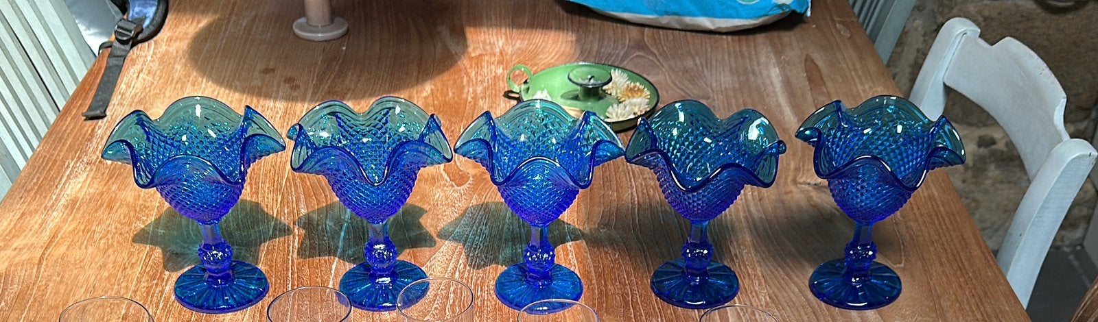 Portugese cobalt blue compot glazen voor deserts, Glas of Glazen, Ophalen of Verzenden, Overige stijlen, Glas