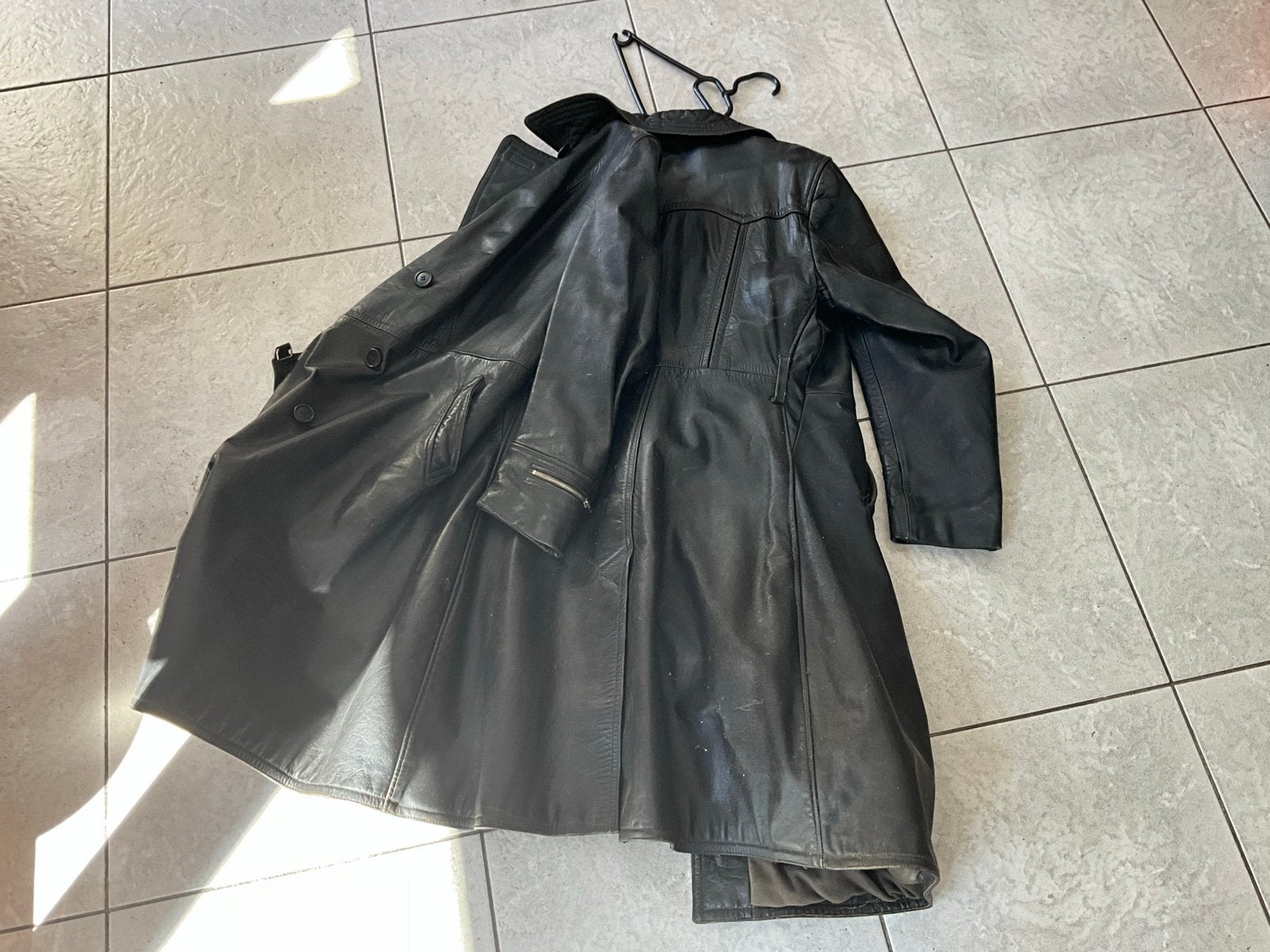 Vintage leren brommerjas, XL, zwart, uit 1955, Ophalen of Verzenden, Gedragen, Maat 56/58 (XL), Zwart