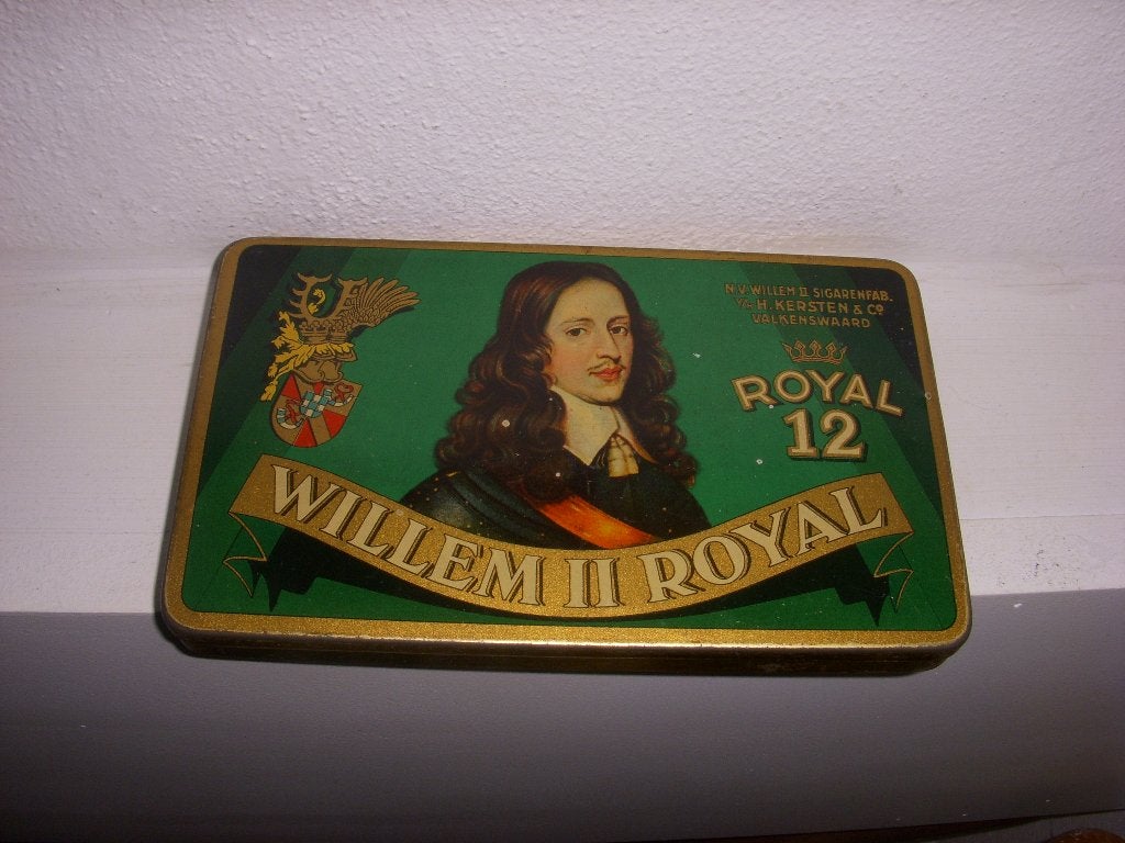 Prachtig blik Willem II Royal 12 sigaren Valkenswaard, Verzamelen, Ophalen of Verzenden, Gebruikt, Tabaksdoos of Verpakking