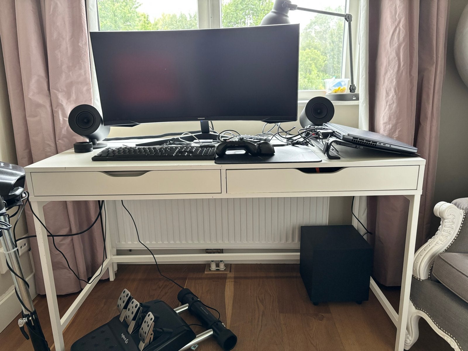 Wit bureau met lades - IKEA, Huis en Inrichting, Ophalen, Gebruikt, Met lades, Spaanplaat of MDF