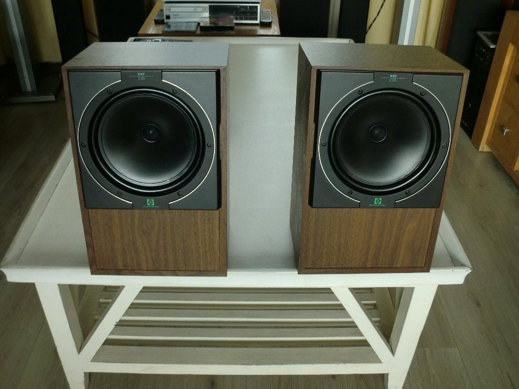 Kef C35 klinkt top met vinyl + garantie Wood Oldschool., Stereo speakers, Ophalen of Verzenden, Zo goed als nieuw, 60 tot 120 watt