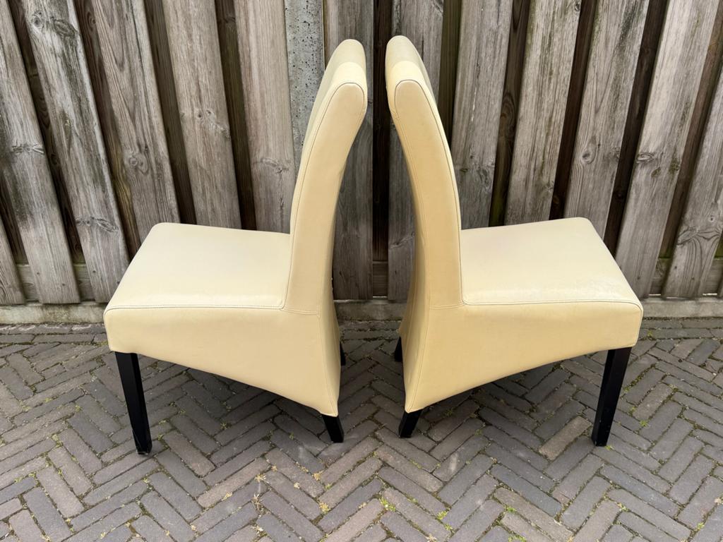 Set van 2 Crèmekleurige Eetkamerstoelen, Gebruikt, Twee, Overige kleuren, Ophalen of Verzenden