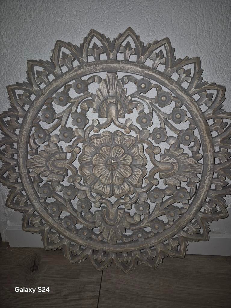Wandpanelen wanddecoratie Bali houtsnijwerk 2 stuks, Ophalen of Verzenden, Gebruikt