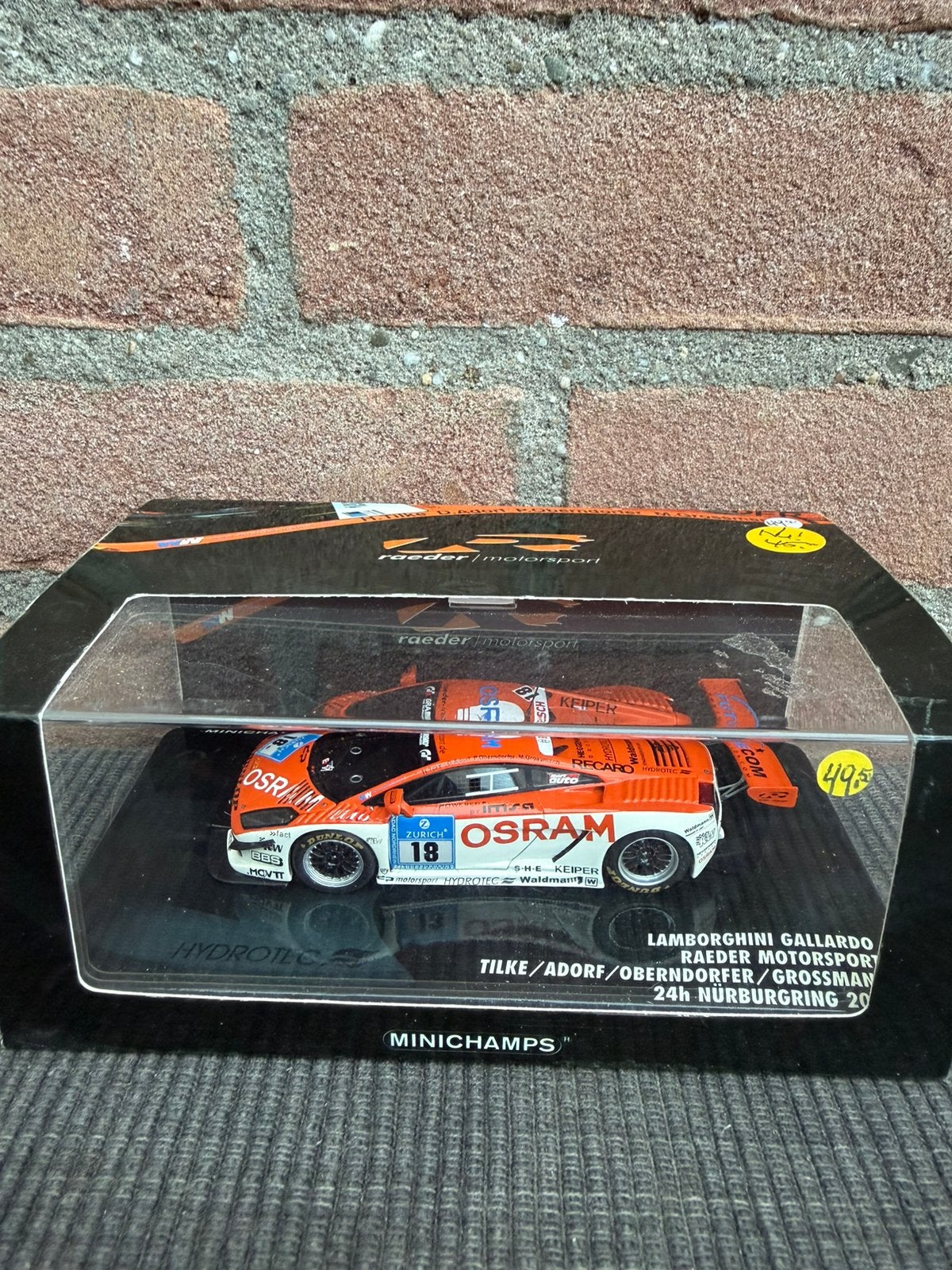 1:43 Minichamps Lamborghini gallardo 24hrs.Nürburgring 45,-, Hobby en Vrije tijd, Ophalen of Verzenden, Zo goed als nieuw, Auto