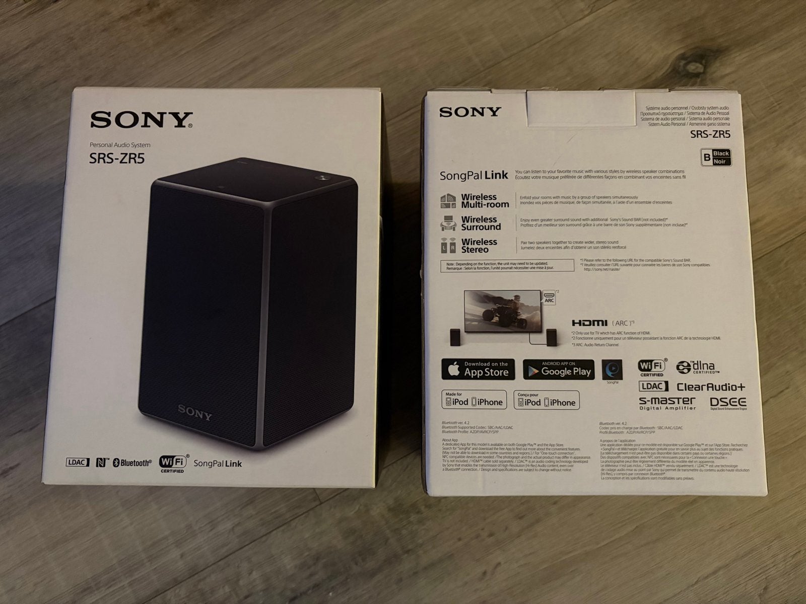 2x Sony SRS-ZR5 draadloze speakers (zwart), Stereo speakers, Gebruikt, Ophalen of Verzenden, Inclusief kabels