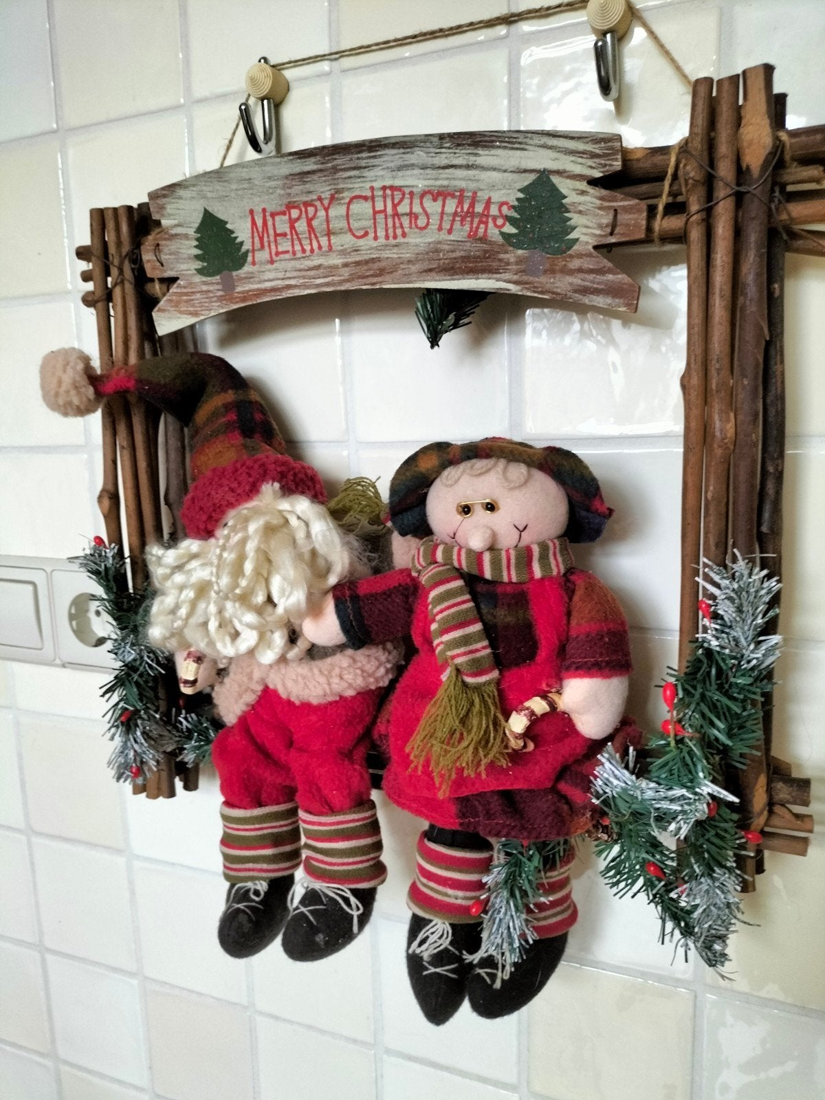 Kerstversiering, deurhanger "Merry Christmas ", 41x 37 cm, Ophalen of Verzenden