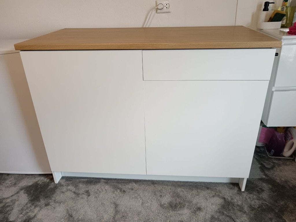 IKEA KNOXHULT keukenkast 2 deuren + 1 lade – wit, Ophalen, 100 tot 150 cm, Wit, Zo goed als nieuw