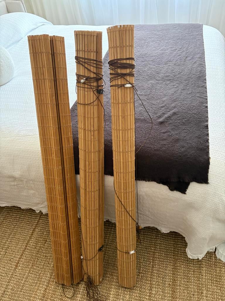 3x KARWEI bamboe roll-up lichtdoorlatend bruin 120x180 cm, Ophalen, Gebruikt, 100 tot 150 cm, Bruin